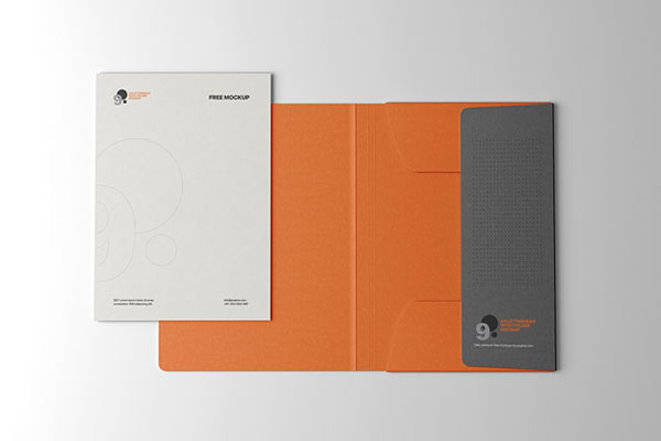 Top View of A4 Letterhead with Folder Mockup