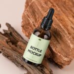 Top View of an Amber Dropper Bottle Mockup