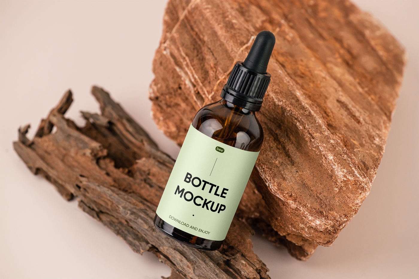 Top View of an Amber Dropper Bottle Mockup FREE PSD