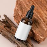 Top View of an Amber Dropper Bottle Mockup