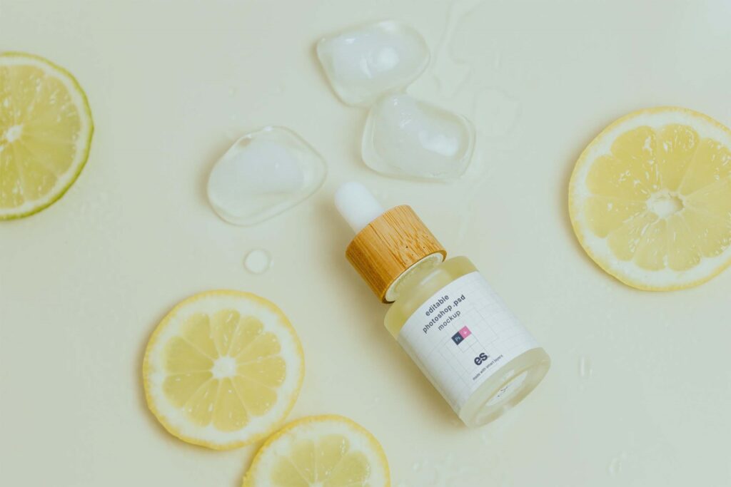 Top View of an Essential Oil Dropper Bottle Mockup