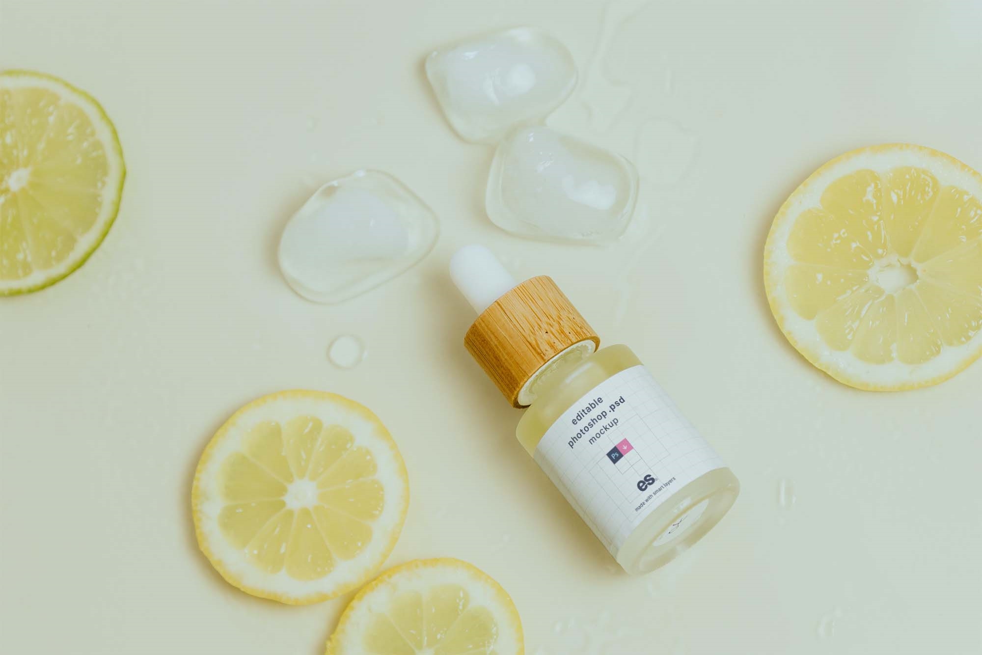 Top View of an Essential Oil Dropper Bottle Mockup FREE PSD