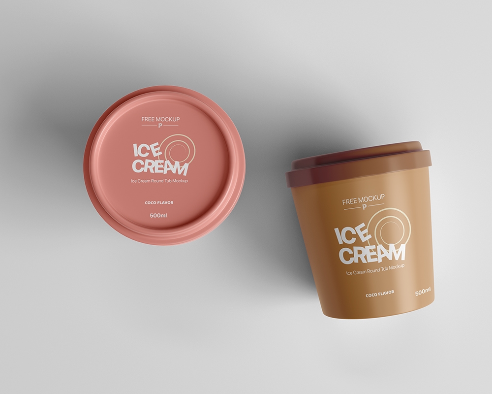 Top View of an Ice Cream Round Tub Mockup