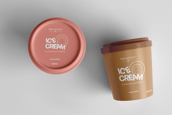 Top View of an Ice Cream Round Tub Mockup