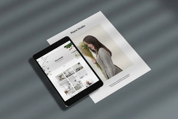 Top View of an iPad With Paper and Overlay Shadow Mockup