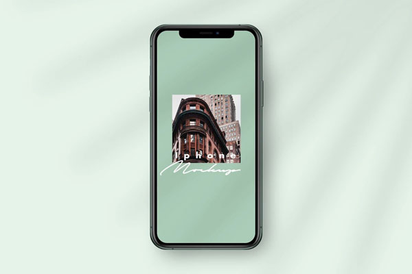 Top View of an iPhone 11 Pro with Overlay Shadows Mockup