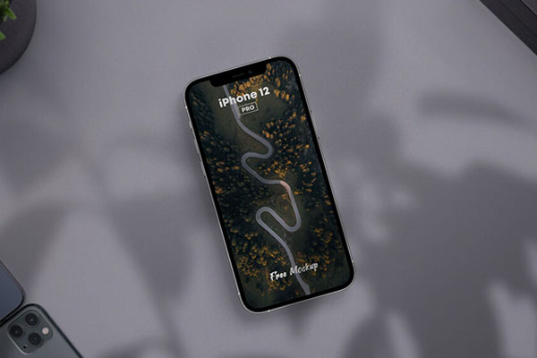 Top View of an iPhone 12 Pro Screen Mockup