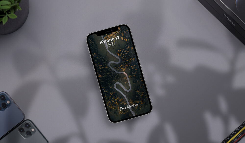 Top View of an iPhone 12 Pro Screen Mockup