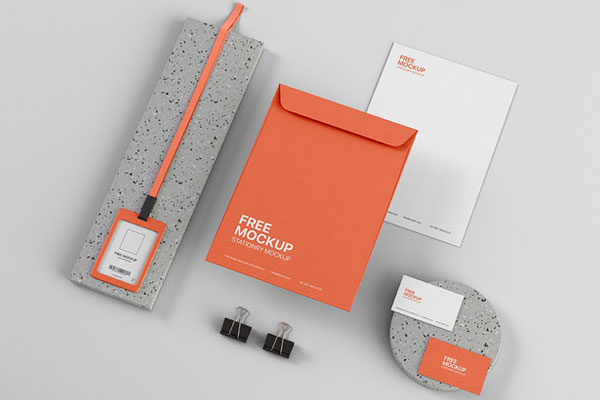Top View of an Isometric Stationery Mockup