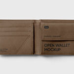 Top View of an Open Leather Wallet Mockup