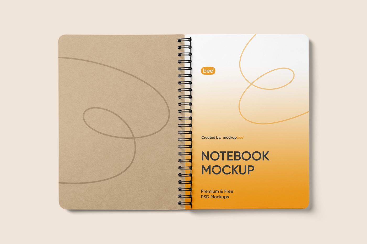 Top View of an Open Wiry Notebook Mockup FREE PSD