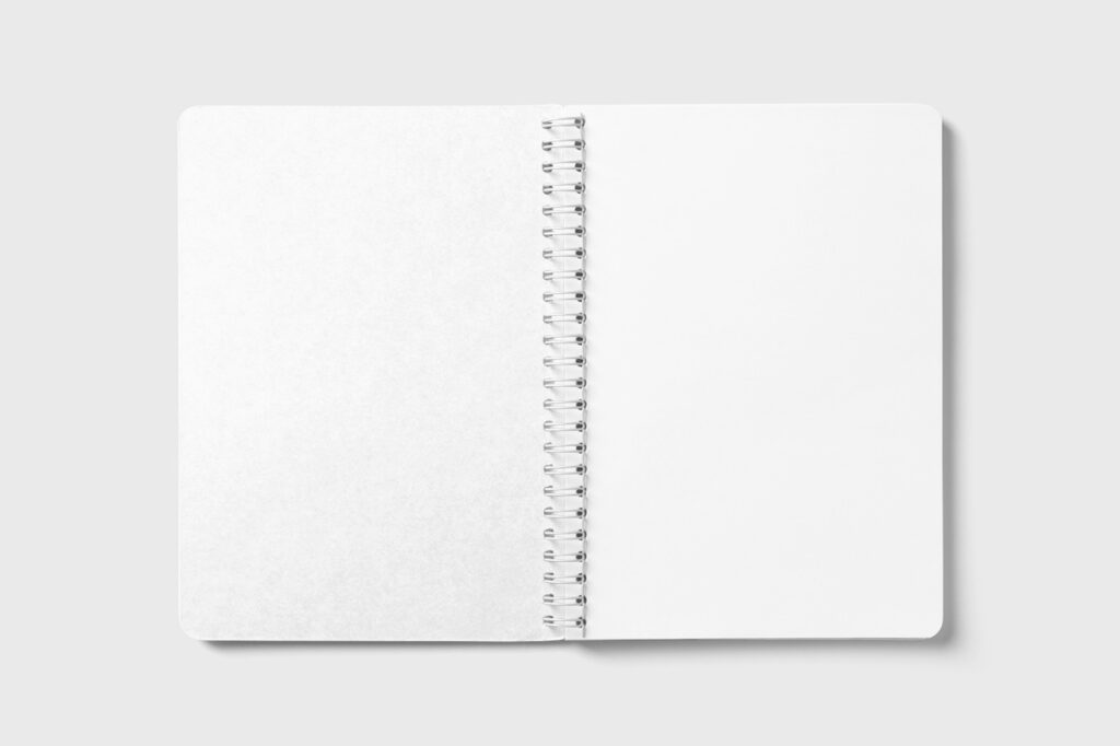 Top View of an Open Wiry Notebook Mockup
