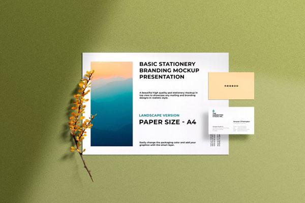 Top View of Basic Stationery Items Mockup