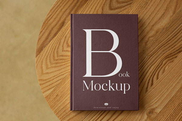 Top View of Book Cover Mockup on Table