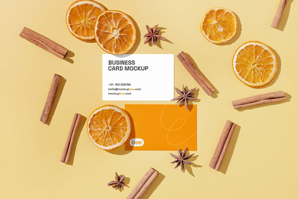 Top View of Both Sides of a Business Card Mockup
