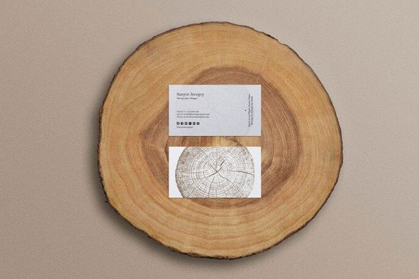 Top View of Both Sides of a Business Card Mockup