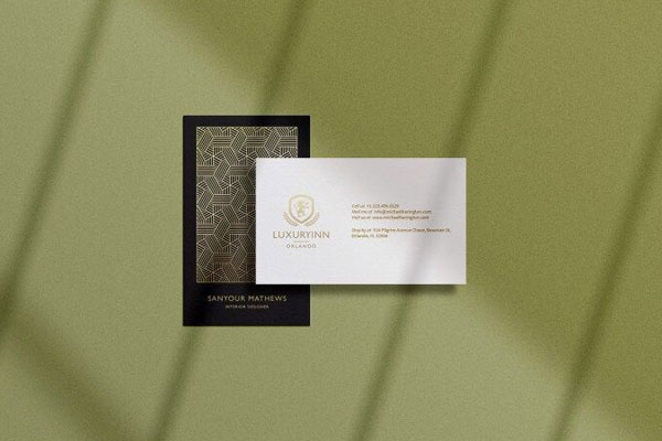 Top View of Both Sides of a Business Card Mockup