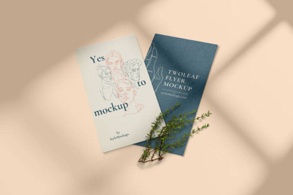 Top View of Both Sides of a Realistic Flyer Mockup