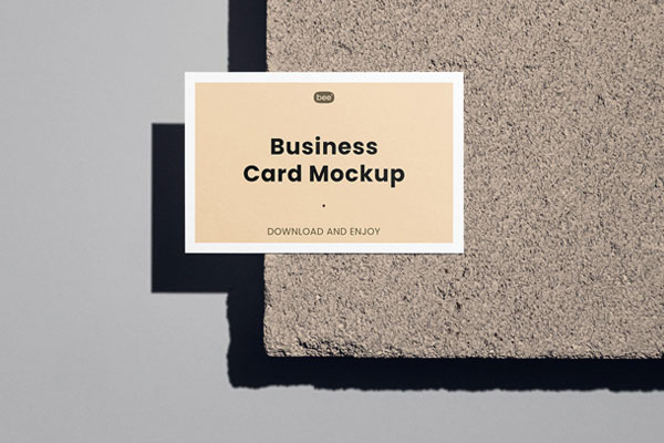 Top View of Business Card Mockup on Brick