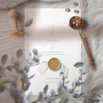Top View of Card Mockup with Wax Seal on Cloth