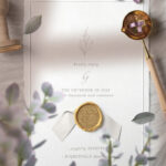 Top View of Card Mockup with Wax Seal on Cloth