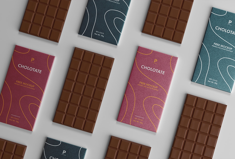 Top View of Chocolate Bar Label Mockup