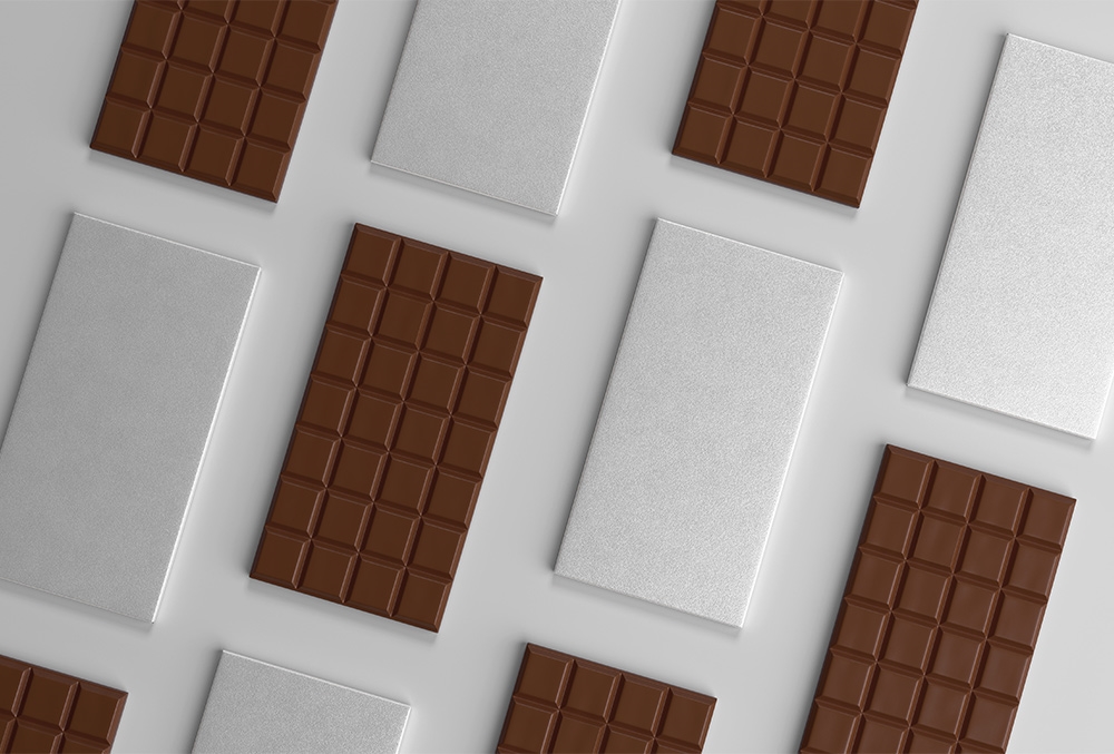 Top View of Chocolate Bar Label Mockup