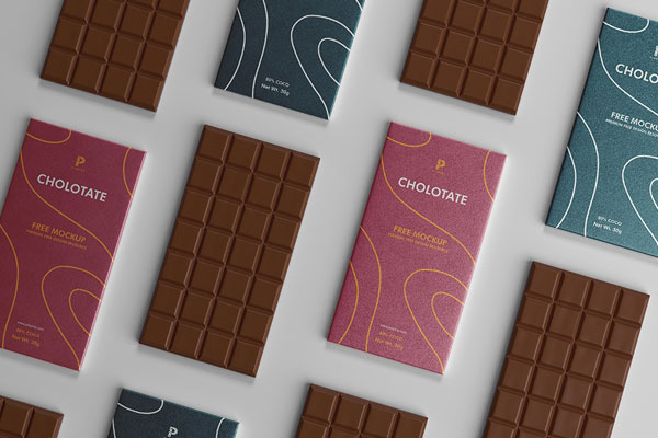 Top View of Chocolate Bar Label Mockup