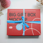 Top View of Christmas Gift Box Mockup