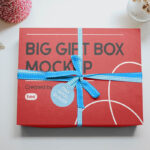 Top View of Christmas Gift Box Mockup