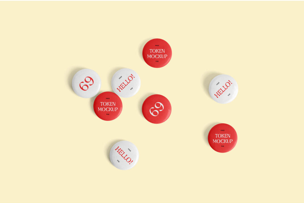 Top View of Circular Tokens Mockup