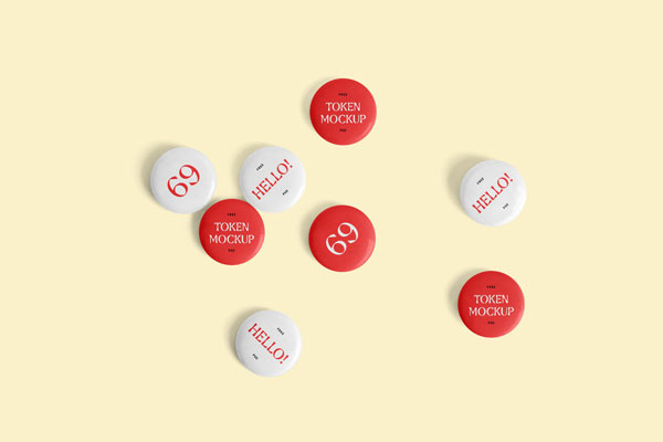Top View of Circular Tokens Mockup