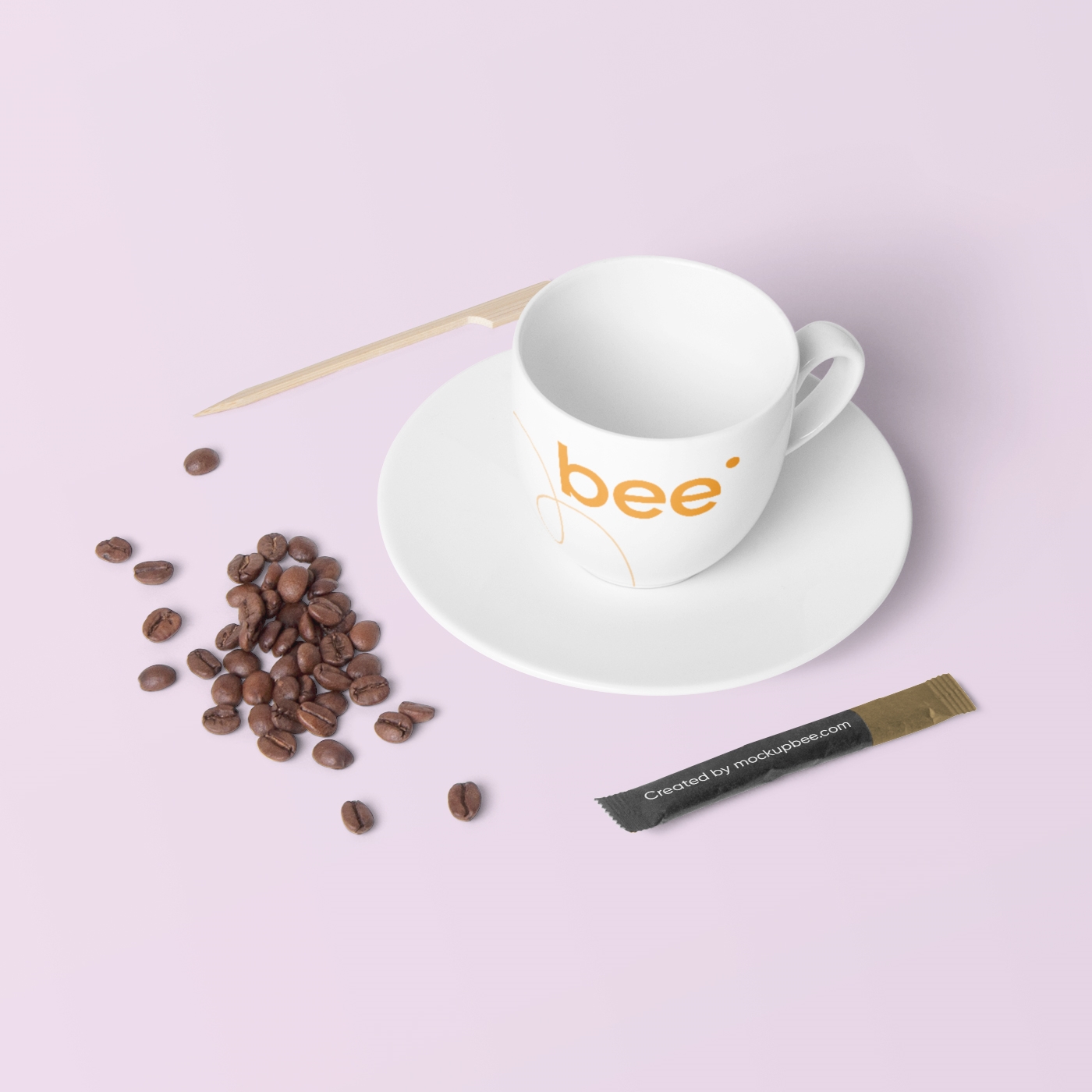 Top View of Coffee Cup Mockup Featuring Spread Coffee Beans FREE PSD