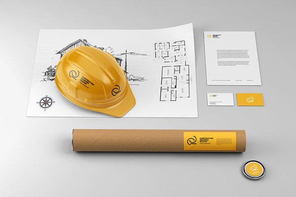 Top View of Construction Branding Mockup