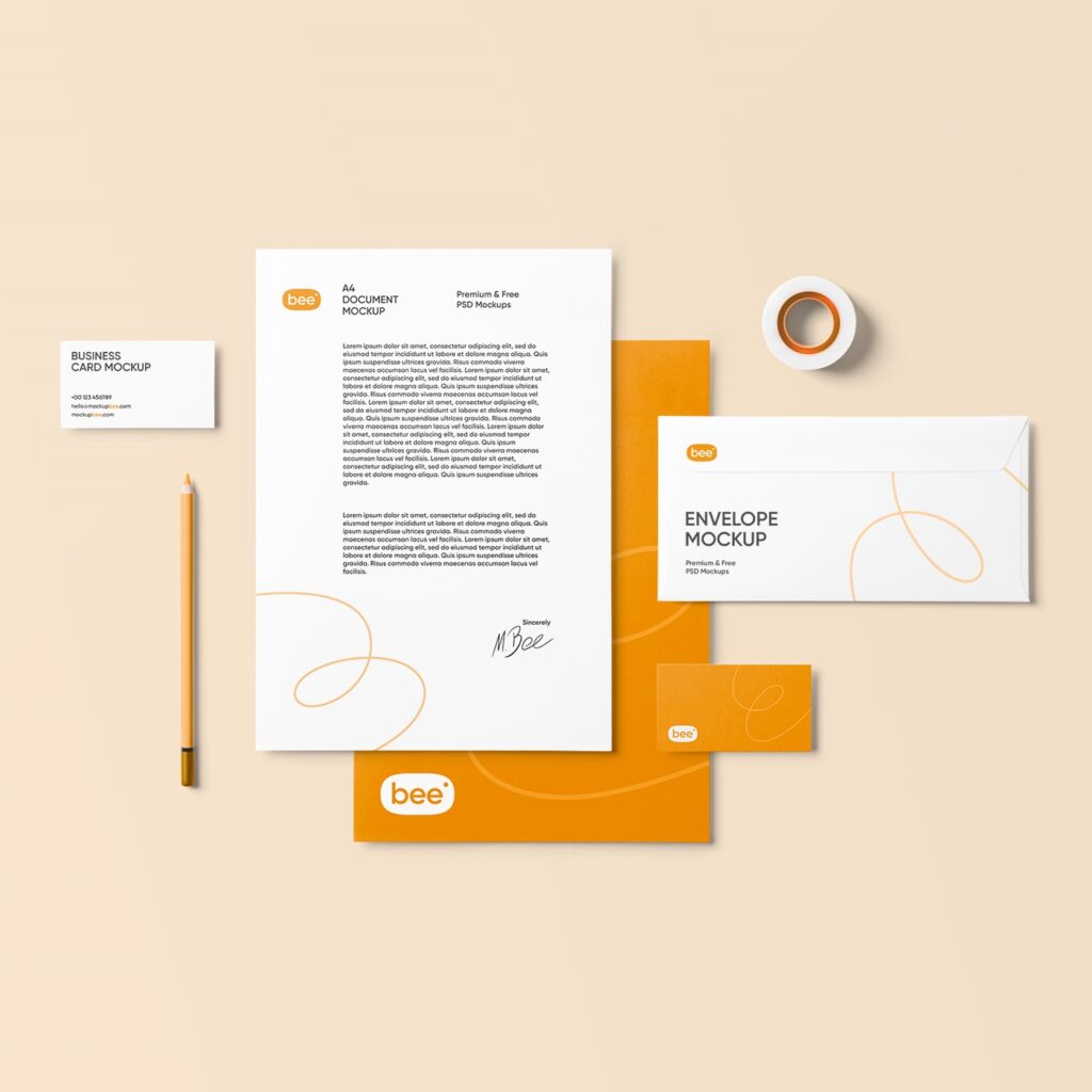 Top View of Corporate Stationery Mockup
