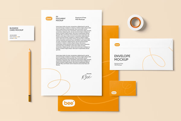 Top View of Corporate Stationery Mockup