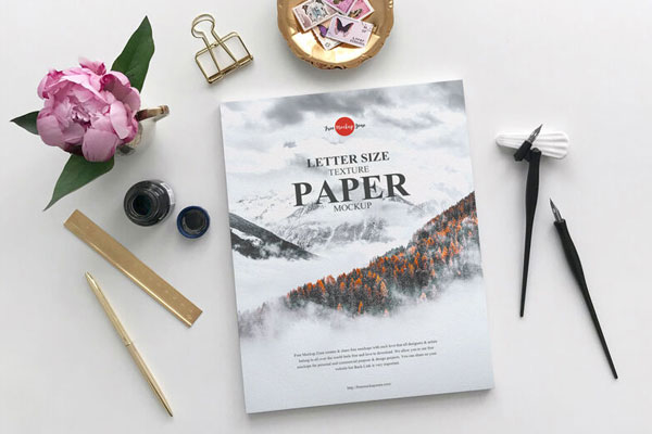 Top View of Creative Letter Size Texture Paper Mockup