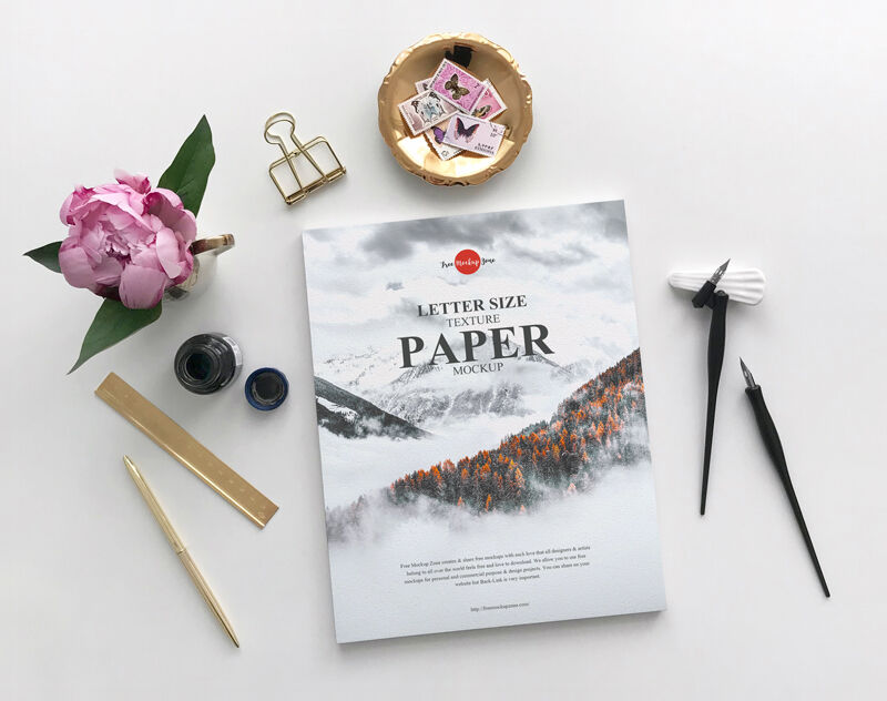 Top View of Creative Letter Size Texture Paper Mockup
