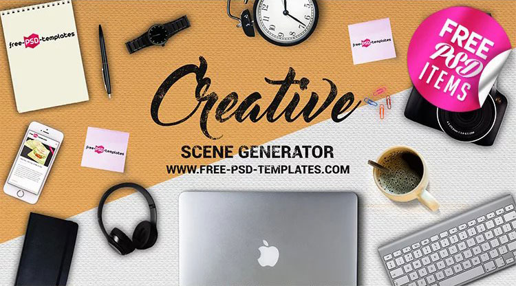 Top View of Creative Scene Mockup