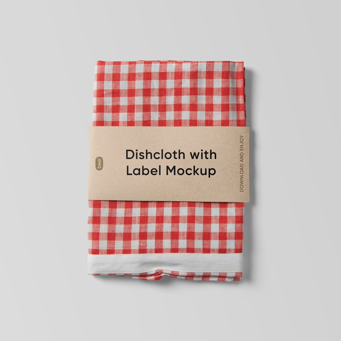 Top View of Dishcloth with Kraft Label Mockup FREE PSD