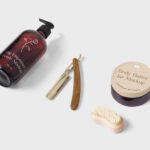 Top View of Dispenser Bottle Mockup Featuring Jar and Razor