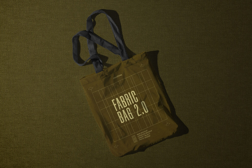 Top View of Fabric Bag Mockup on Textured Background