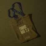 Top View of Fabric Bag Mockup on Textured Background