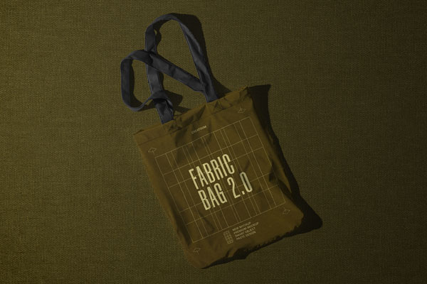 Top View of Fabric Bag Mockup on Textured Background