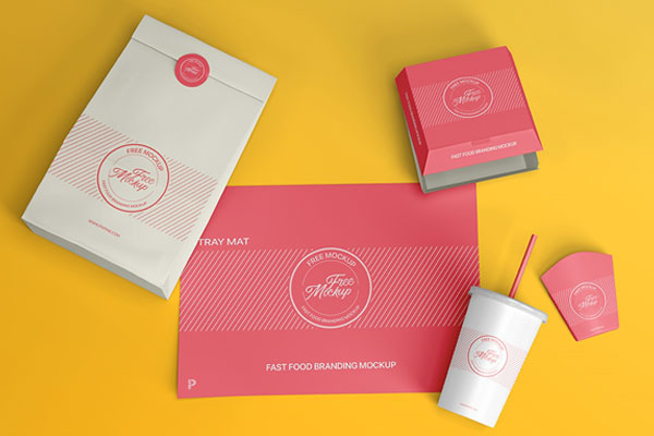 Top View of Fast Food Branding Mockup