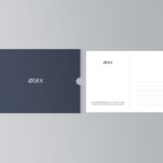 Top View of Flat Navy Blue and White Postcard Mockup