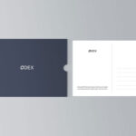 Top View of Flat Navy Blue and White Postcard Mockup