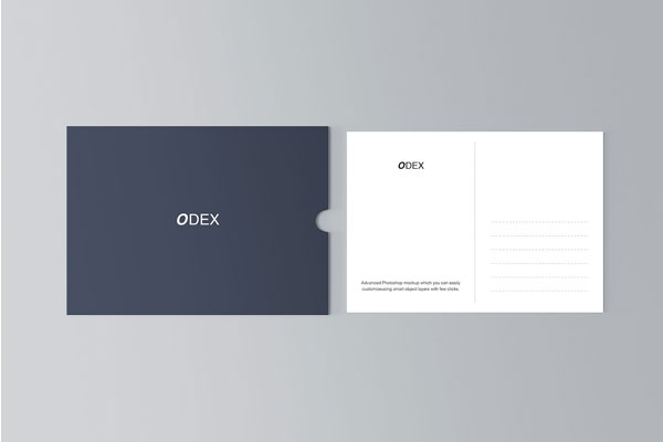 Top View of Flat Navy Blue and White Postcard Mockup