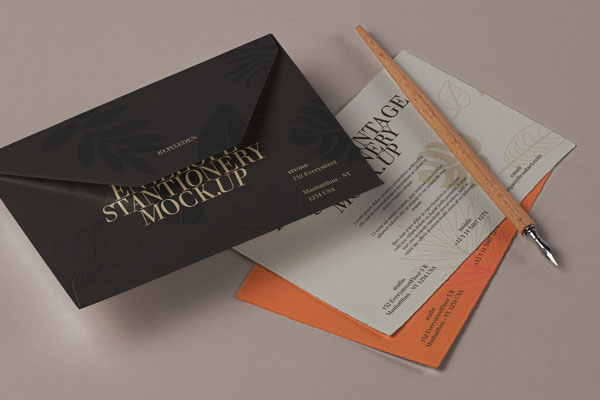 Top View of Floating Envelope Mockup Featuring Cards