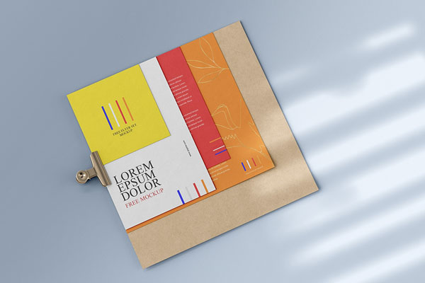 Top View of Flyer Mockup Featuring Paper Clip